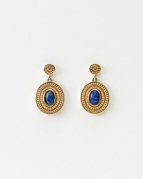 Blue Medallion Earrings