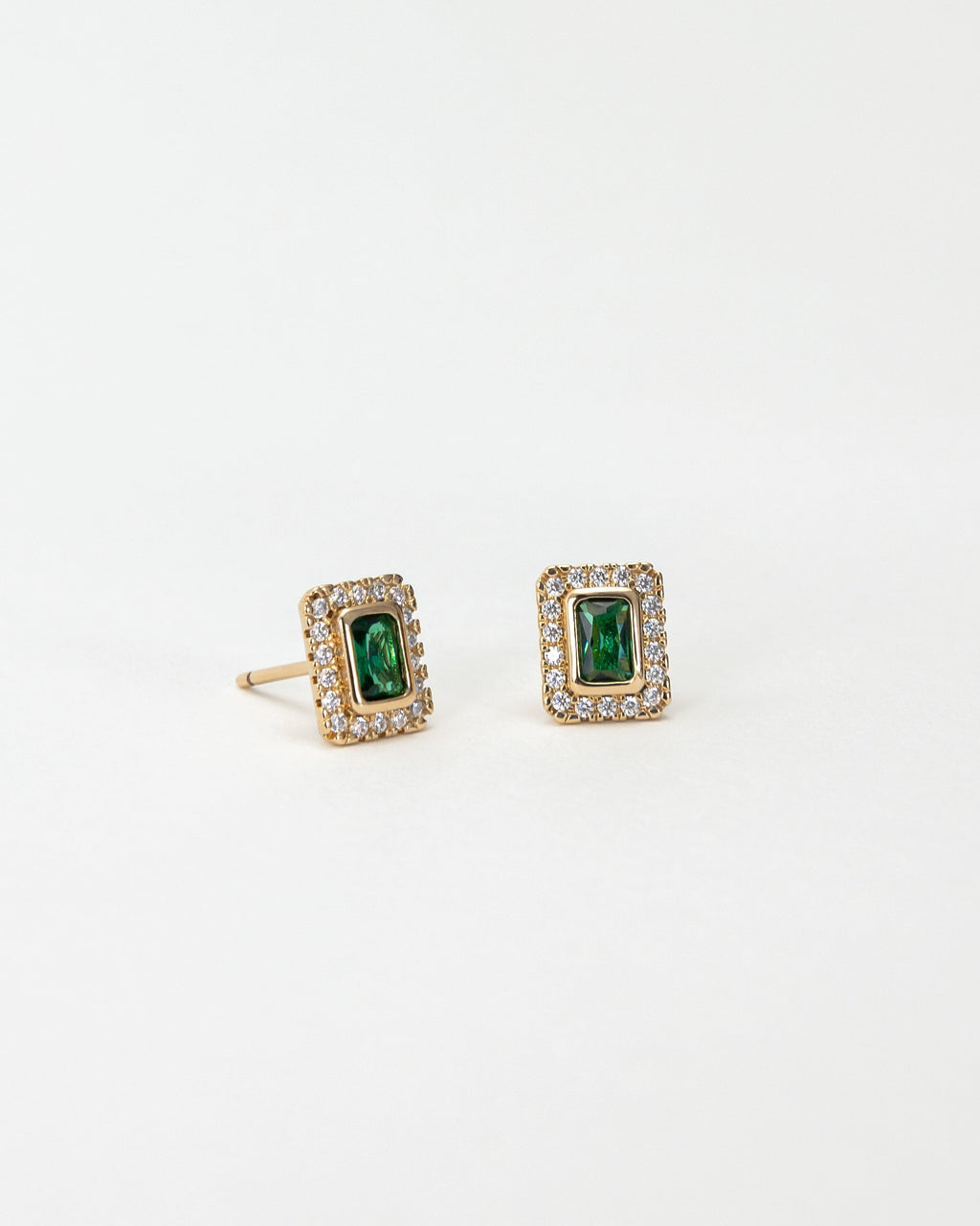 Emerald Halo Studs