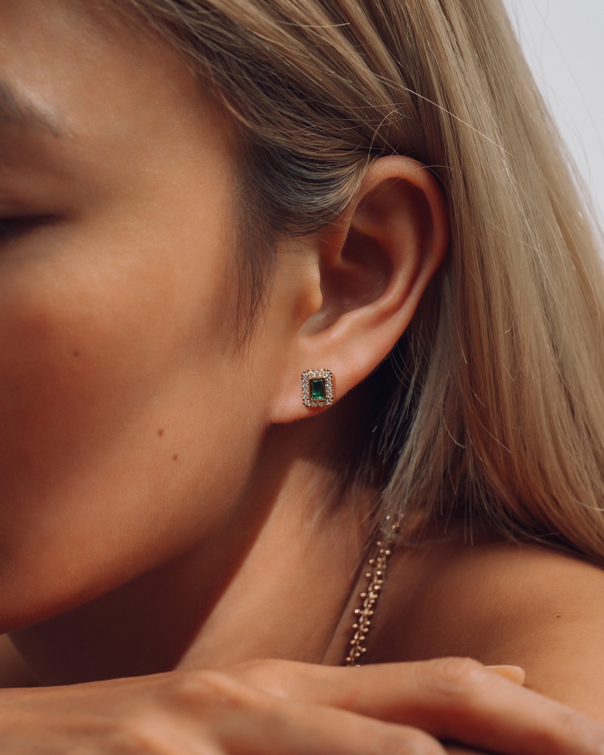 Emerald Halo Studs