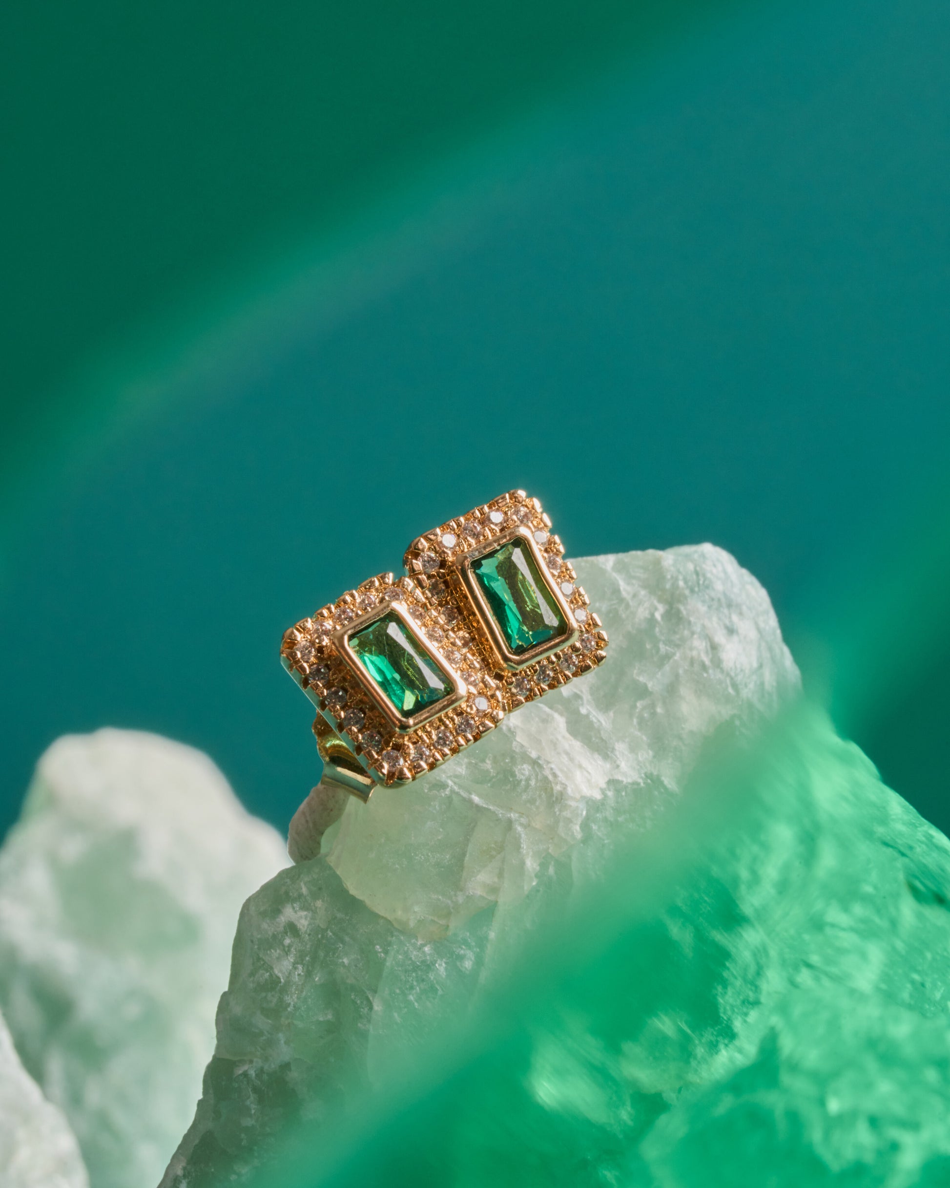 Emerald Halo Studs