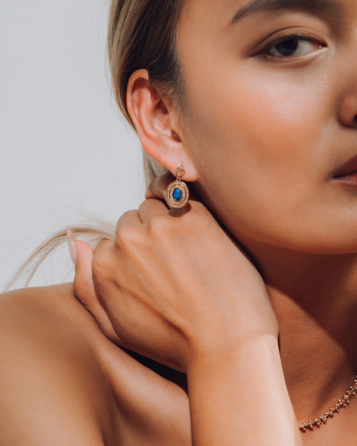 Blue Medallion Earrings