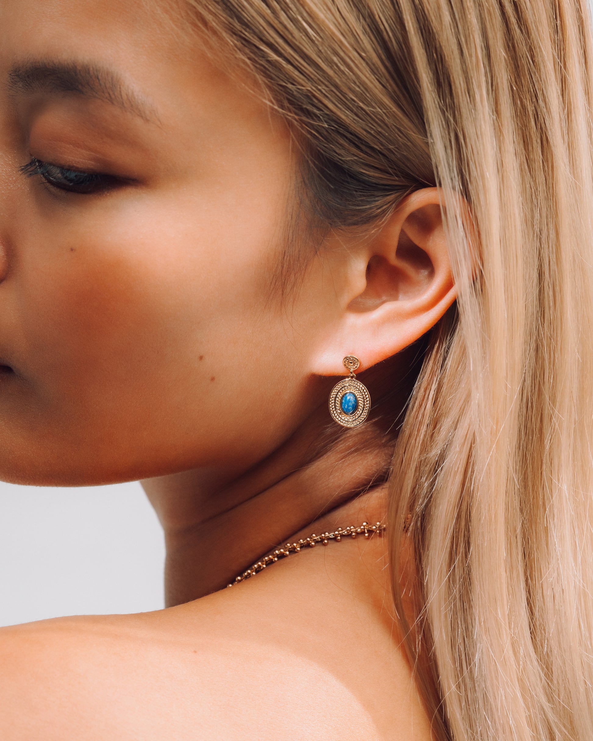 Blue Medallion Earrings